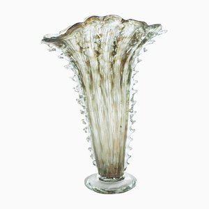Foil Murano Glass Vase Fan by Barovier & Toso, Italy, 1940s