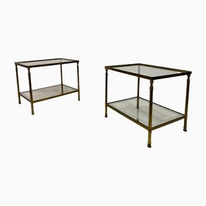 Italian Side Tables in Brass and Glass, 1970s, Set of 2