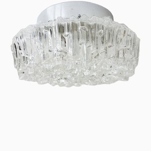 Runde Deckenlampe mit Strukturglas, 1960er