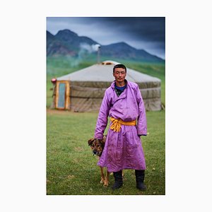 Tuul & Bruno Morandi, Mongolia, Nomad Man and Dog, Carta fotografica