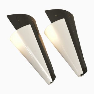 Black & White Wall Lamps in Acrylic Glass, Germany, 1950s, Set of 2