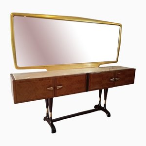 Mid-Century Italian Modern Sideboard With Golden Mirror by Vittorio Dassi for Cecchini
