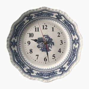 Old Ceramic English Plate Wall Clock, Manchu, 1950s
