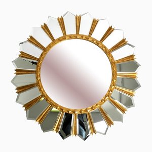 Large Gilded Italian Regency Sunburst Wall Mirror