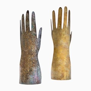 Mani scultoree in metallo argentato di Gio Ponti per Lino Sabattini, 1978, set di 2