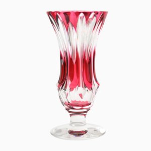 Hand-Cut Cranberry Glass Vase by Val Saint Lambert, 1950s
