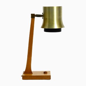 Lampe de Bureau Mid-Century en Teck avec Abat-Jour en Aluminium, Danemark