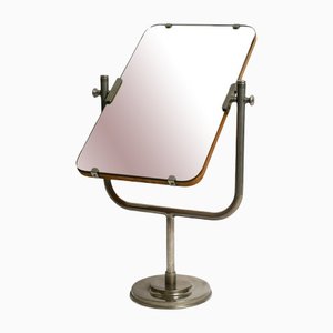 Large Tilting Table Mirror with Nickel-Plated Metal Frame, 1930s