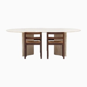 Oval Travertine Dining Table, Italy, 1970’s