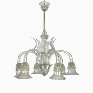 Mid-Century Murano Bullicante Rostrato Chandelier with Six Arms by Ercole Barovier