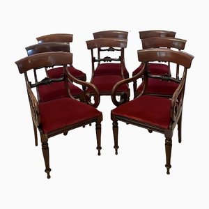 Chaises de Salle à Manger William IV Antiques en Acajou, Set de 8