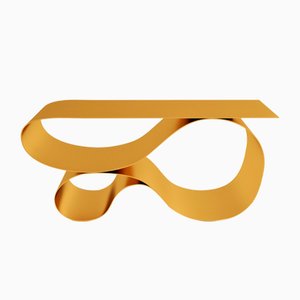 Consolle Whorl in alluminio verniciato a polvere color oro di Neal Aronowitz