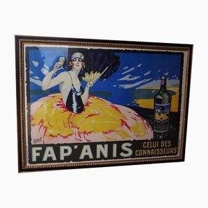 Vintage Art Deco French Liquor Poster Fap Anis by Delval, 1920s