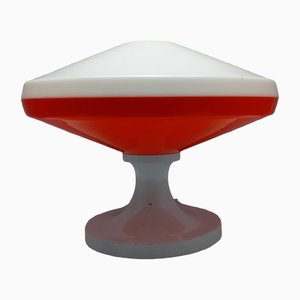 Lámpara de escritorio era espacial vintage en rojo y blanco