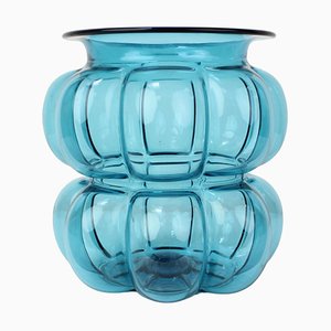Vintage Large Blue Glass Vase, 1960s