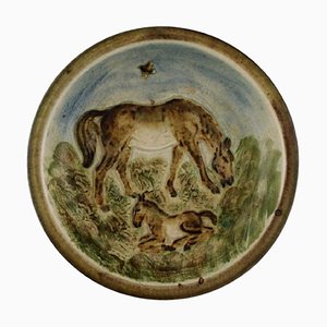 Ceramic Dish Mare and Foal by Knud Kyhn for Royal Copenhagen