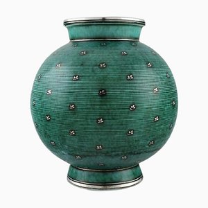 Vase Rond Art Déco Argenta par Wilhelm Kåge pour Gustavsberg