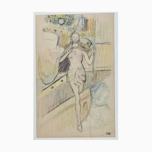 Bernard Bécan, Résurrection, Crayon Original et Pastel, Milieu du 20ème Siècle
