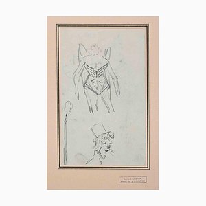 Alfred Grevin, Le Magicien et la Fée, Dessin Original au Crayon, Fin du 19ème Siècle