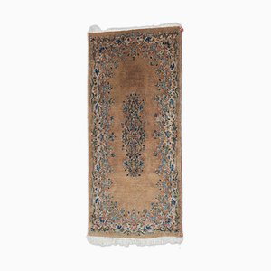 Light Brown Border and Medallion Floral Kerman Rug