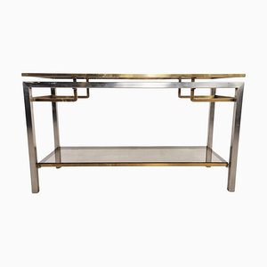 Brass and Chrome Console Table, 1970s
