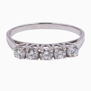 14k White Gold Vintage Riviera Ring with 5 Diamonds 0.50ctw, 1960s