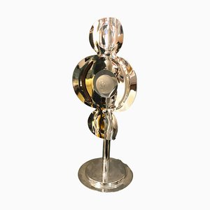 Space Age Italian Chromed Steel Table Lamp in the Style of Oscar Torlasco, 1970s