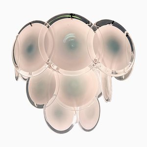White Murano Glass Disc Chandelier