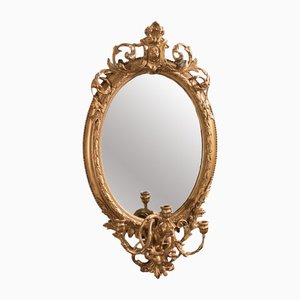 Miroir Pivotant Antique en Gesso Doré, 1800s