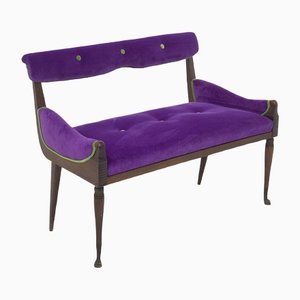 Causeuse Vintage en Velours Violet et Vert