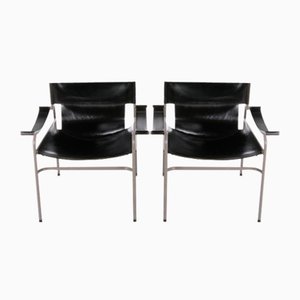 Leather Saddle Armchairs by Walter Antonis for 't Spectrum, 1970s, Set of 2