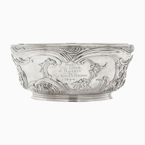 Imperial Russian Faberge Solid Silver Bowl by Julius Rappoport, 1890s