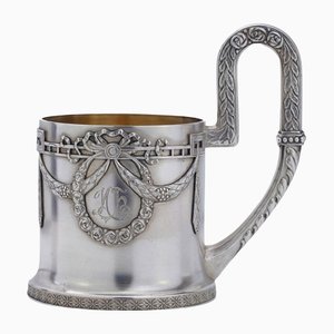 Russian Solid Silver Tea Glass Holder by Vasiliy Agafanov, 1900s