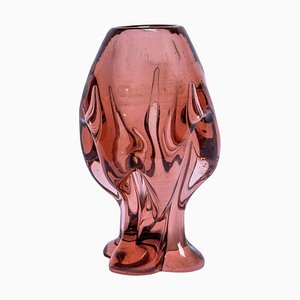 Große italienische Vintage Vase aus pinkem Murano Glas