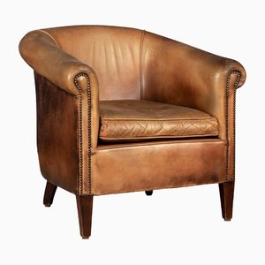 Dutch Sheepskin Leather Tub Chair