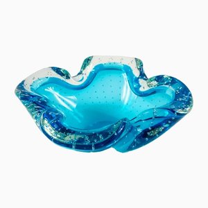 Large Murano Bullicante & Sommerso Glass Bowl or Ashtray, Italy, 1960s