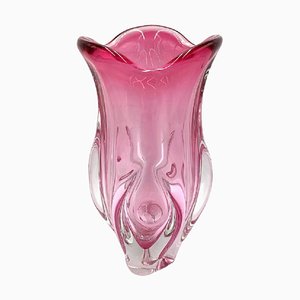 Vaso grande rosa per Chribska Sklarna, anni '60