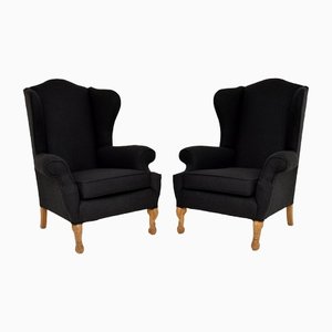 Antique Wing Back Armchairs by Hille, Set of 2
