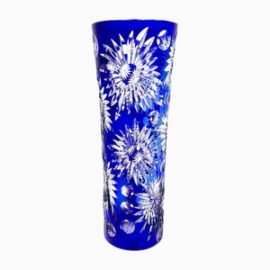 Vintage Vintage Vase aus kobaltblauem Kristallglas, 1970er