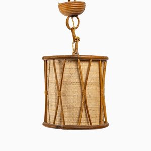Rattan Pendant Lamp in the style of Louis Sognot, 20th-Century