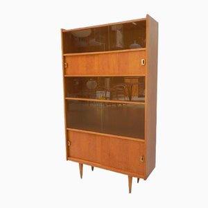 Vintage Cabinet With Glass and Wooden Sliding Doors