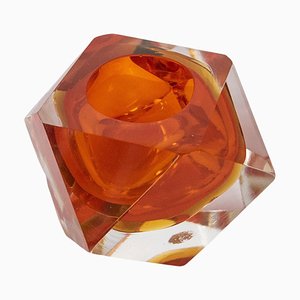 Pisapapeles Flavio Poli vintage de cristal de Murano naranja