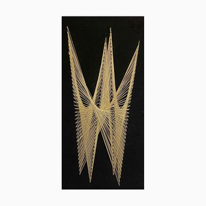 Geometric Gold and Black String Pin Art