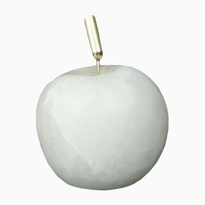 Apl Apple Sculpture of Alabaster and Brass by Edouard Sankowski for Krzywda With Polished Natural Brass and Pure Translucent Alabaster