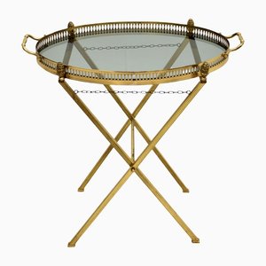 Vintage French Folding Side Table in Brass