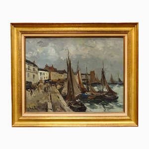 Fernand Herbo, Port Normand, 20th-Century, Oil on Canvas