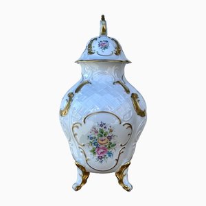 Vintage Floral Porcelain Vase with Lid from Lindner