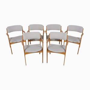 Oak Model 49 Dining Chairs by Erik Buch for Odense Maskinnedkeri O.D. Furniture, 1960s, Set of 6