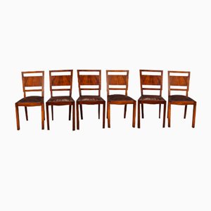 Chairs in Briar and Leather, Set of 6