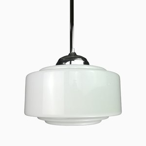 Lampada Bauhaus in vetro opalino